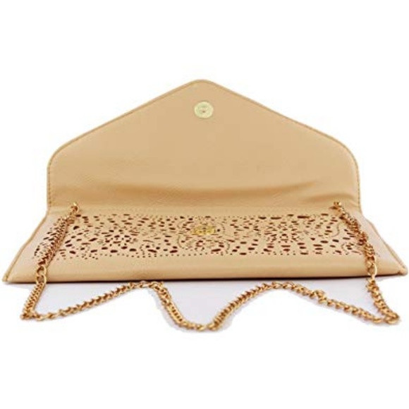 Light Brown Women’s Envelope Handbag Clutch Purse - Picture 3 of 5